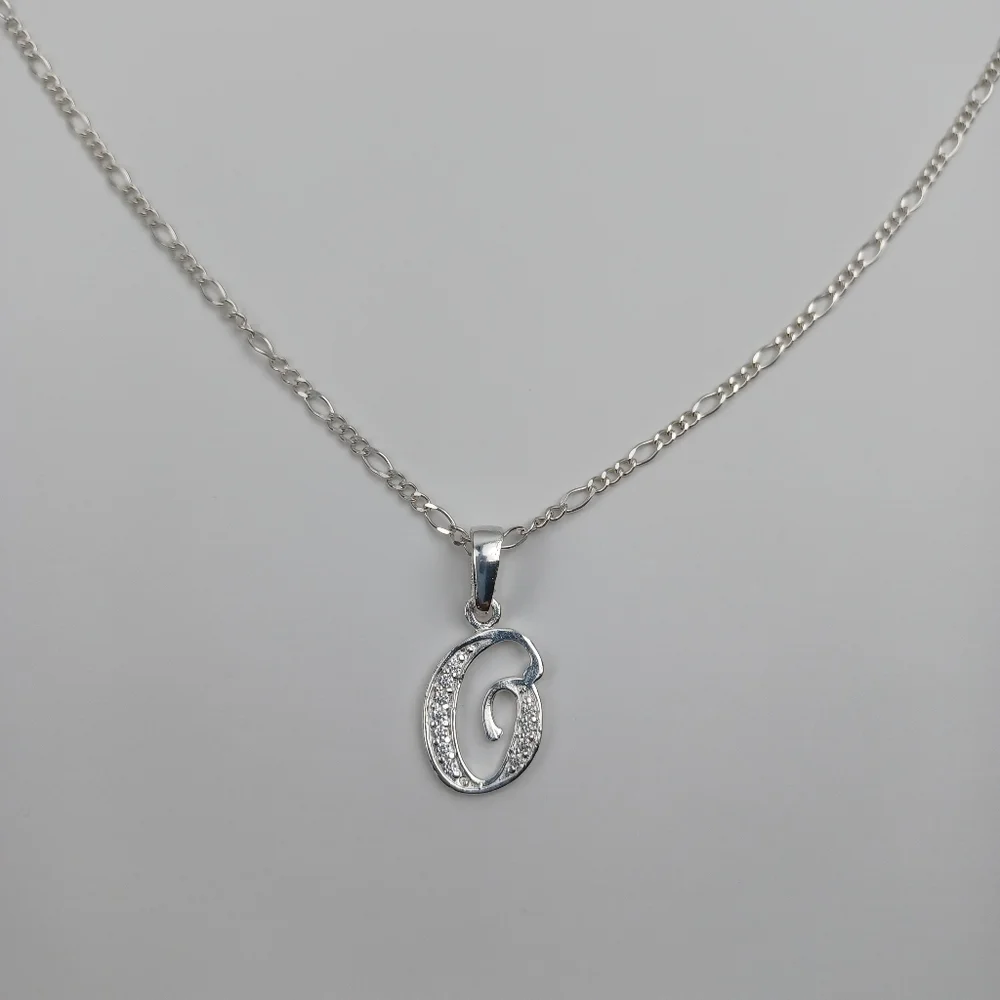 925 sterling silver alphabet letter O pendant‎ necklace